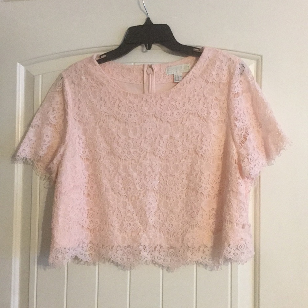 NWOT Delicate Pink Lace Crop